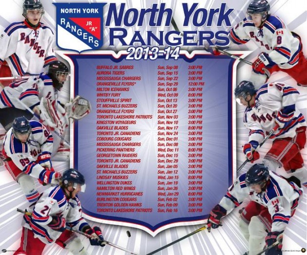 Custom Hockey Schedule Poster North York Rangers Frenzy Designs